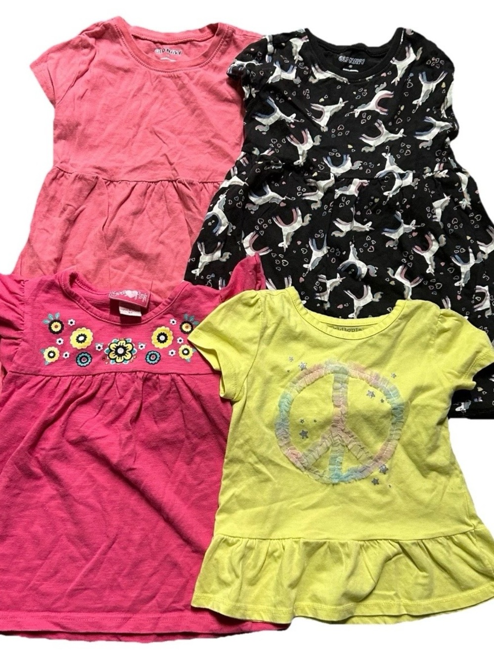 Toddler Girl T Shirts Dresses Pink Unicorns Floral Peace Size 4